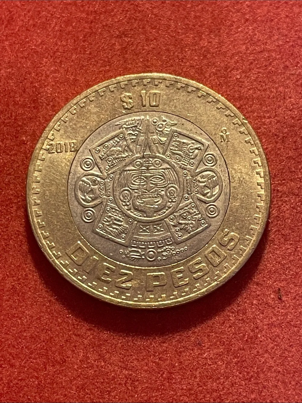 2018 Mexican Diez Pesos $10 Pesos - Picture 1 of 3